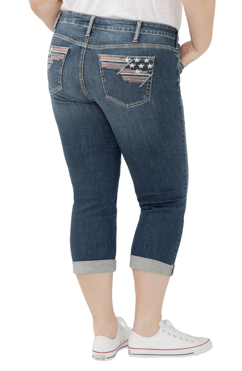 Silver Jeans Co. Suki Americana Curvy Mid Rise Capri Jeans, Alternate, color, Ballot