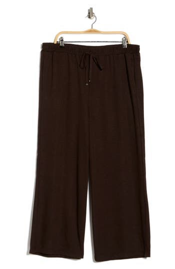 Max Studio Wide Leg Crop Pants In Brown
