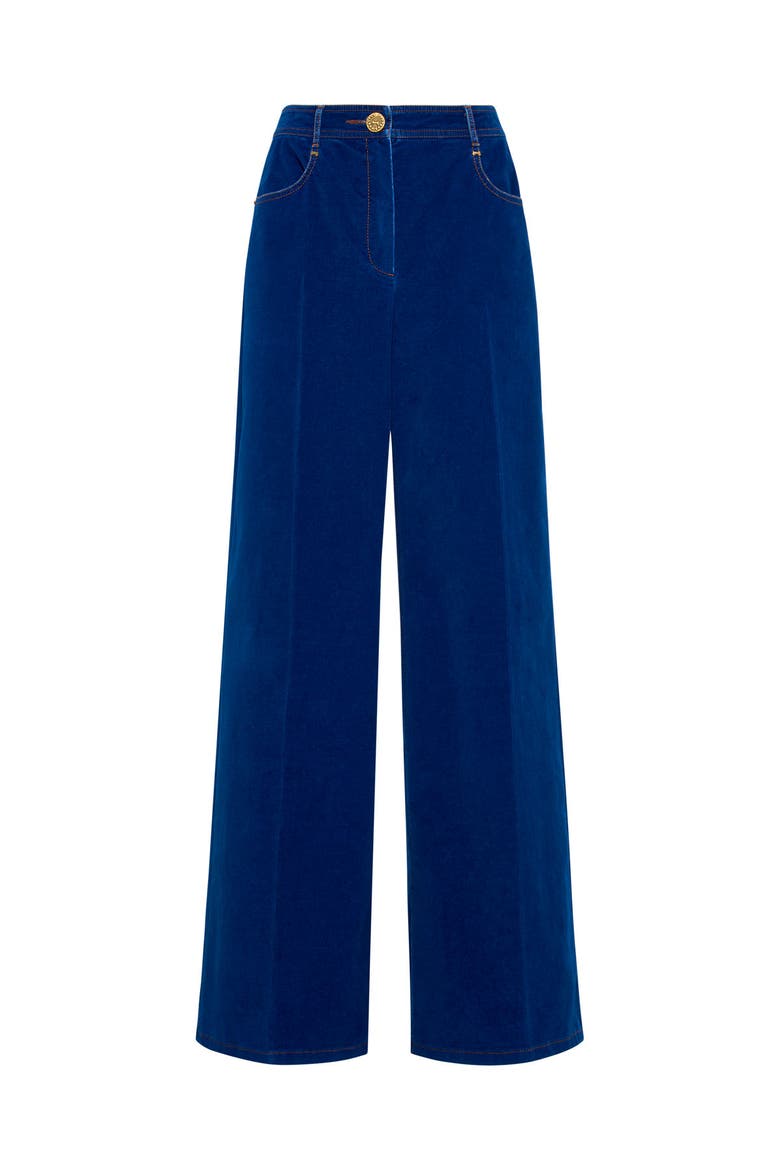 Wide Leg Velvet Jeans, Alternate, color, Jeansblue