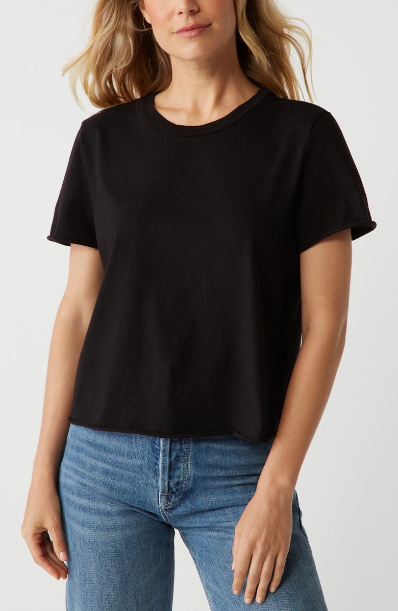 Michael Stars Jackie Raw Edge T-Shirt, Alternate, color, Black