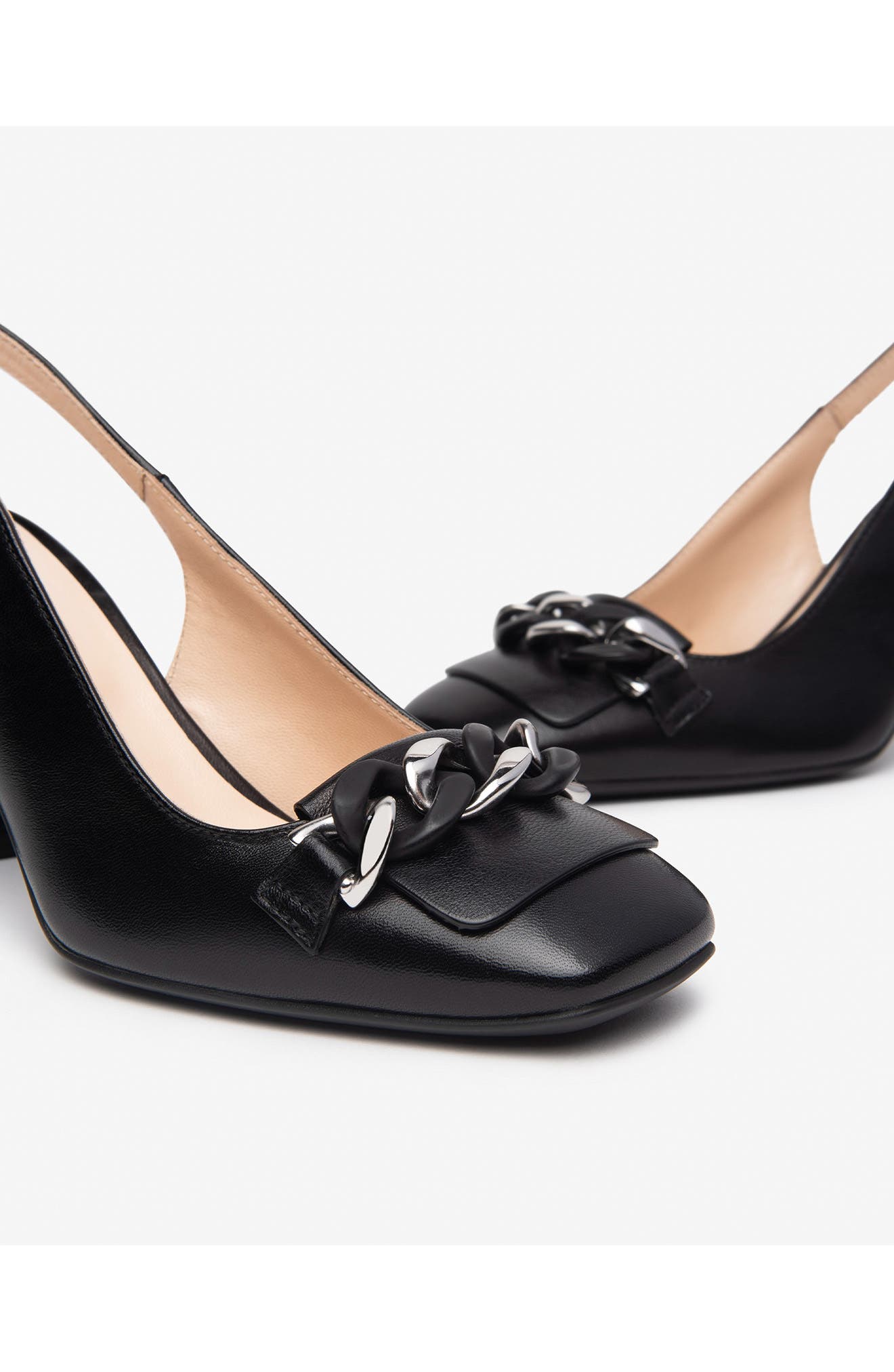 NeroGiardini Chain Slingback Pump, Alternate, color, Black
