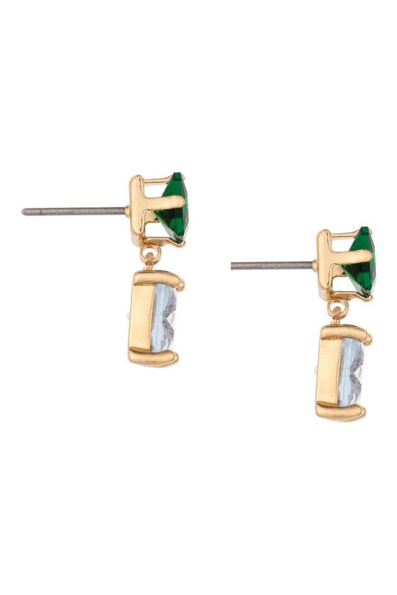 Crystal Square Drop Earrings, Alternate, color, GREEN
