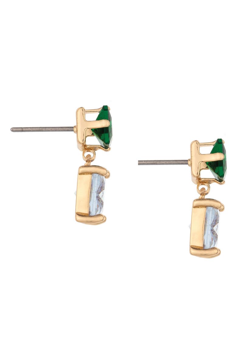 Ettika Crystal Square Drop Earrings, Alternate, color, Green