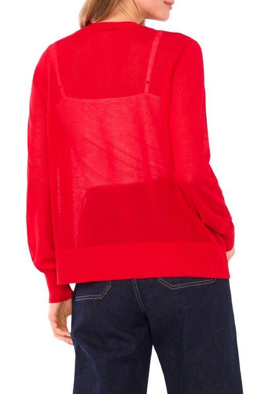 Vince Camuto Tissue Knit Cardigan In Red
