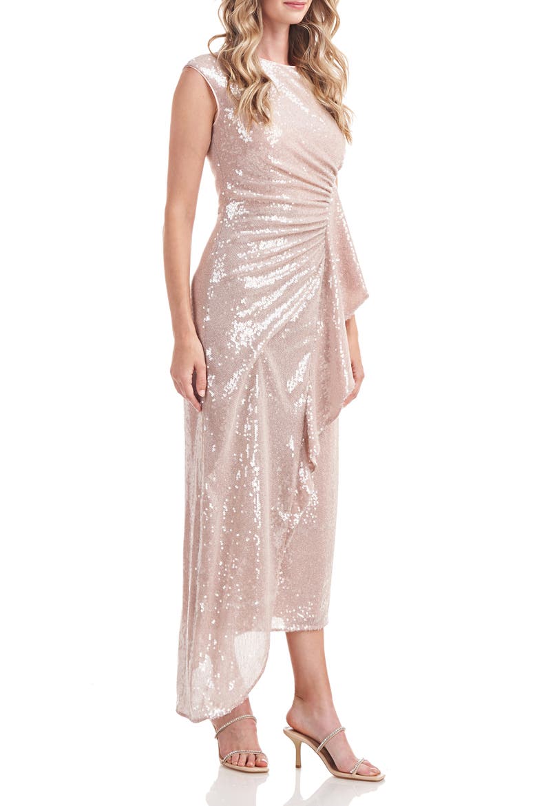 Carla Sequin Evening Gown, Alternate, color, POWDER BLUSH