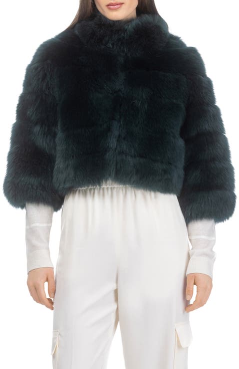 Genuine Shearling Bolero with Cropped Sleeves