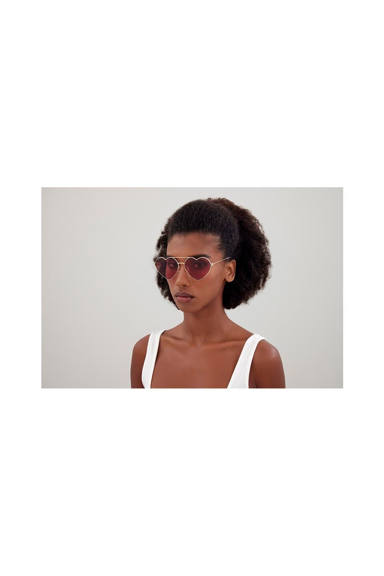 62mm Oversized Heart Sunglasses, Alternate, color, GOLD