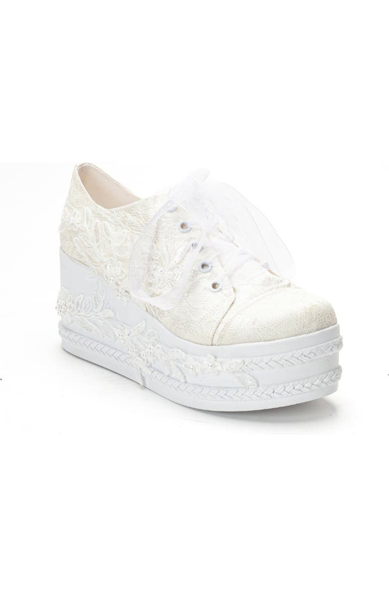 Forever & Always Shoes Valencia Lace Platform Bridal Sneaker, Main, color, Ivory