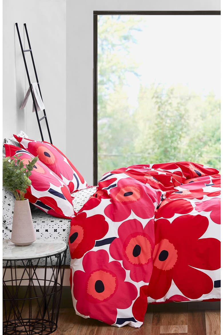 Unikko Comforter & Sham Set, Alternate, color, RED