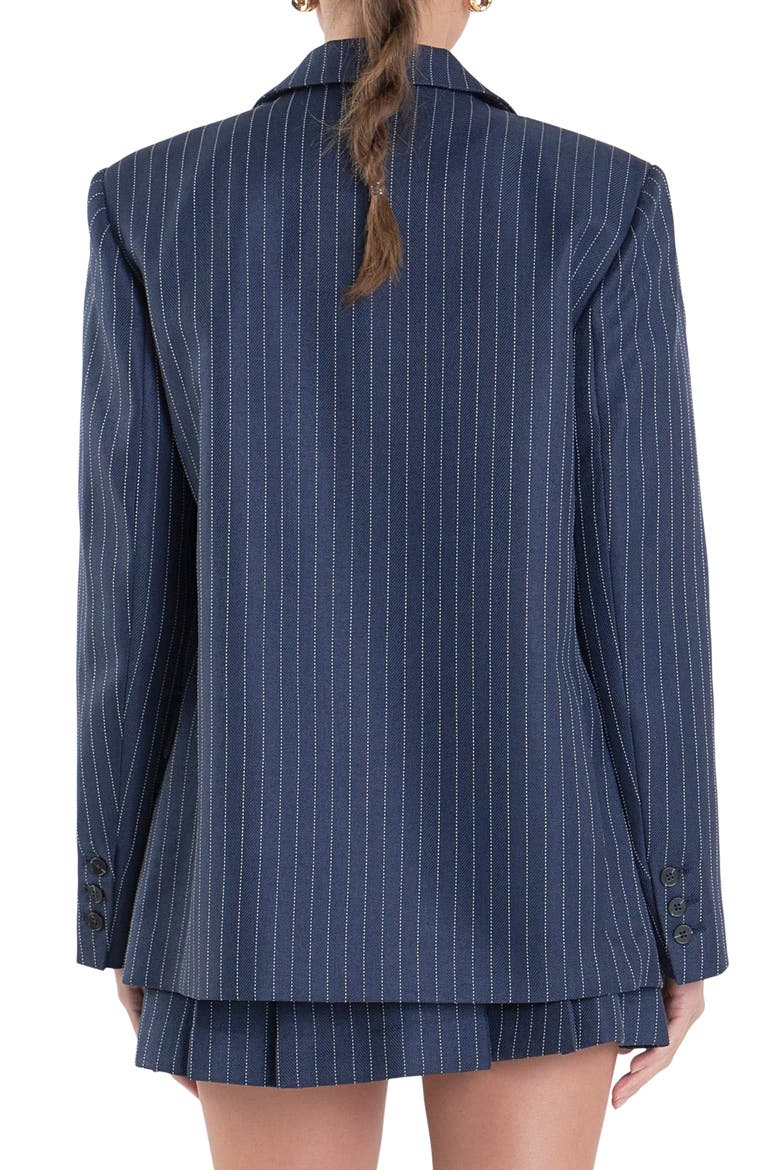 Stripe Oversize Blazer, Alternate, color, NAVY