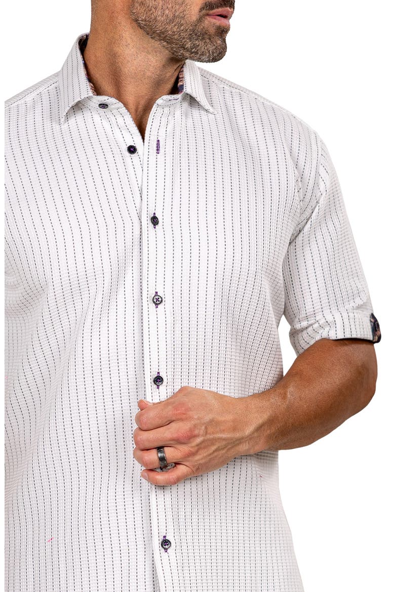 Galileo Marthy Short Sleeve Cotton Button-Up Shirt, Alternate, color, WHITE
