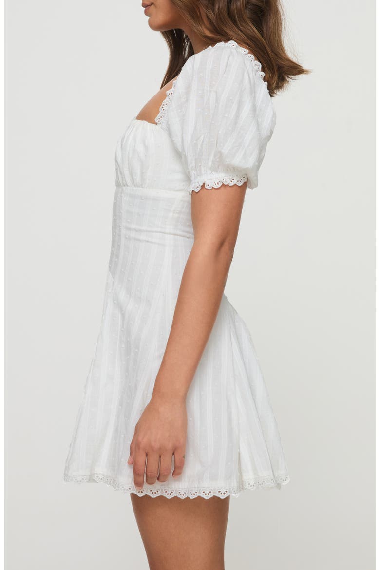Rabatia Swiss Dot & Tonal Stripe Cotton Minidress, Alternate, color, WHITE