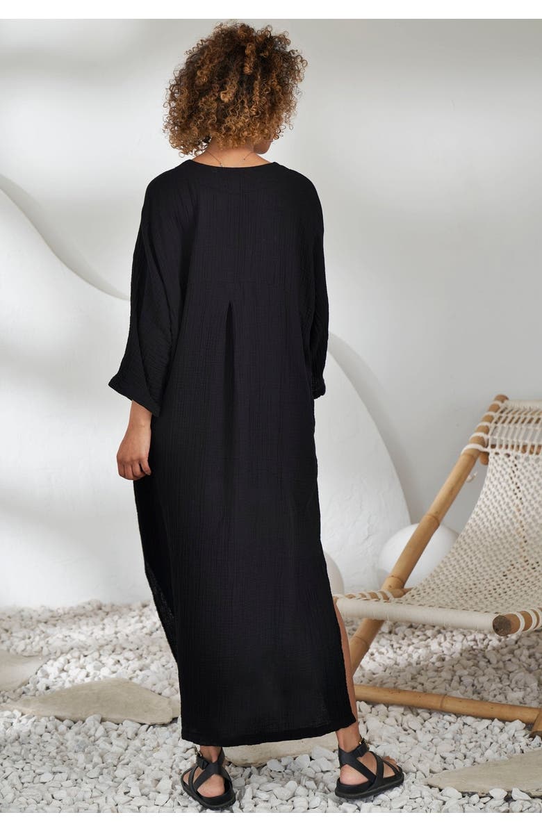 ocean+main Gauze Arc Seam Caftan, Alternate, color, Black