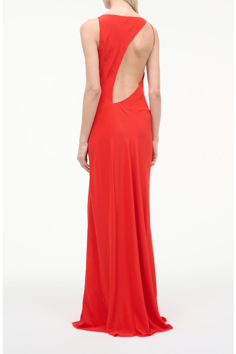 Toluca Asymmetric Neck Silk Gown, Alternate, color, RED ROSE