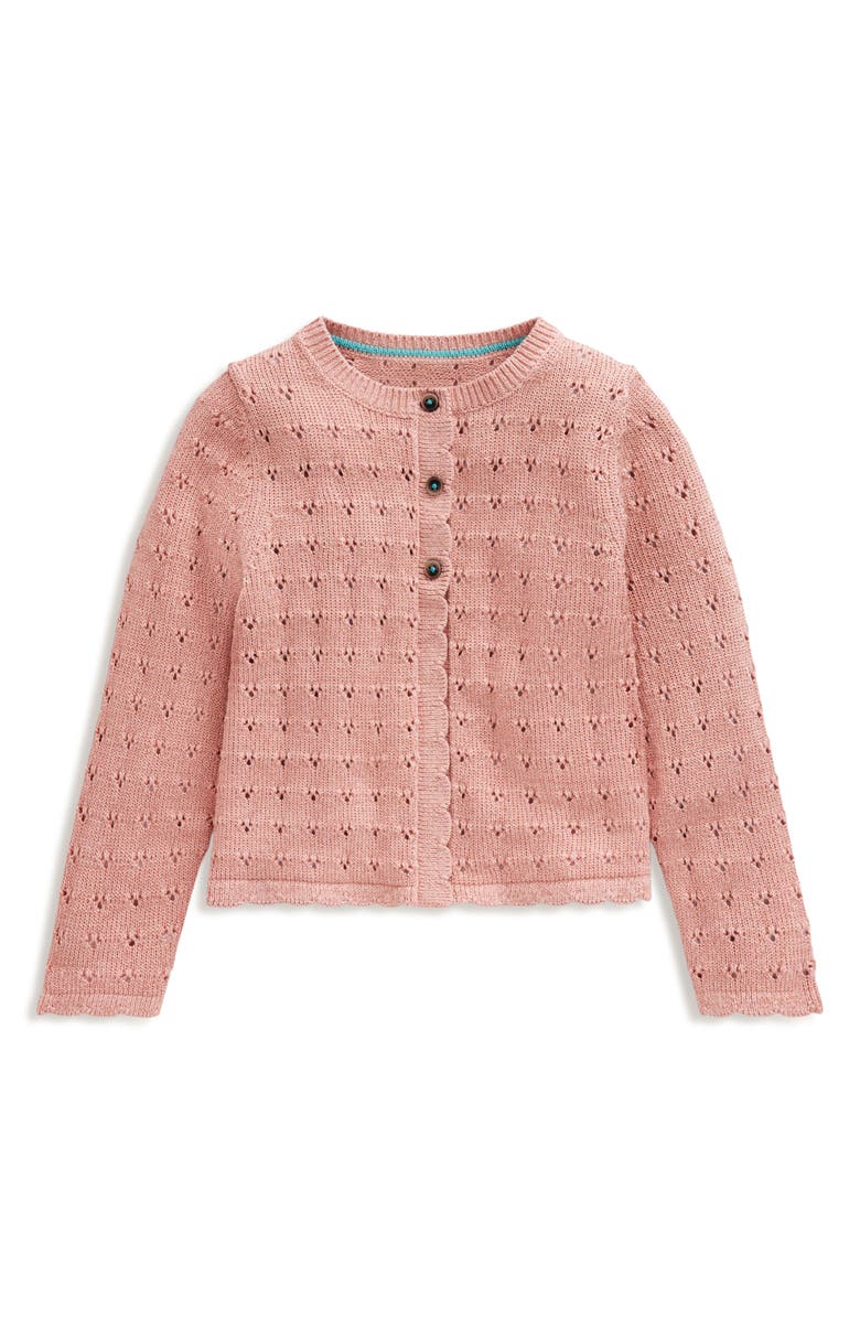 Mini Boden Kids' Pointelle Metallic Cardigan, Main, color, 