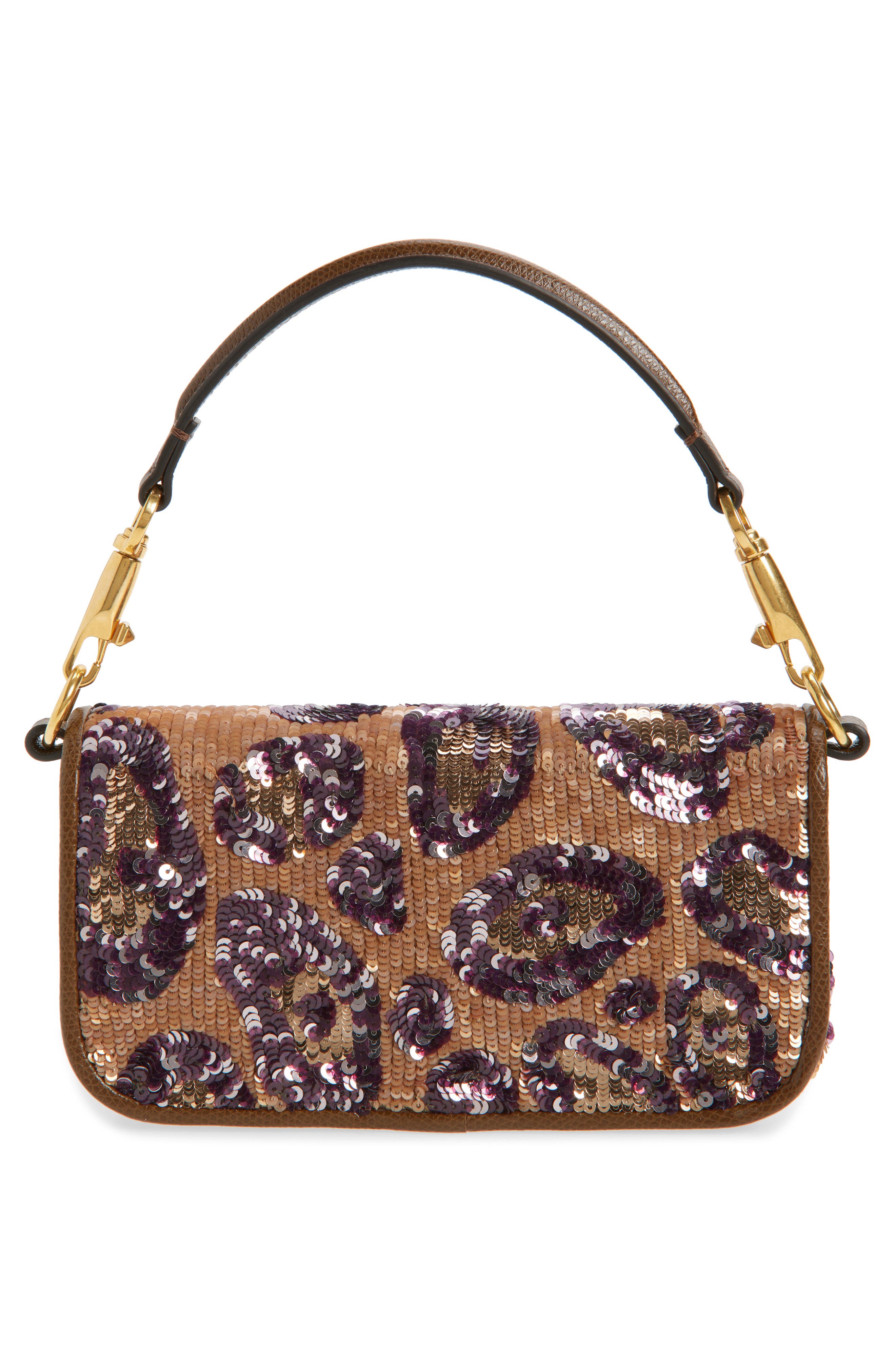 Valentino Garavani Small Loco Sequin Silk Shoulder Bag, Alternate, color, Blue Multi