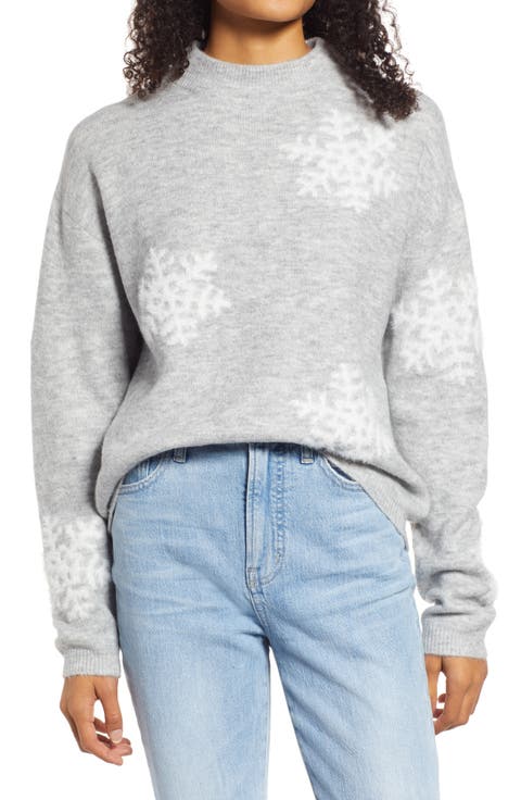 Snowflake Mock Neck Sweater