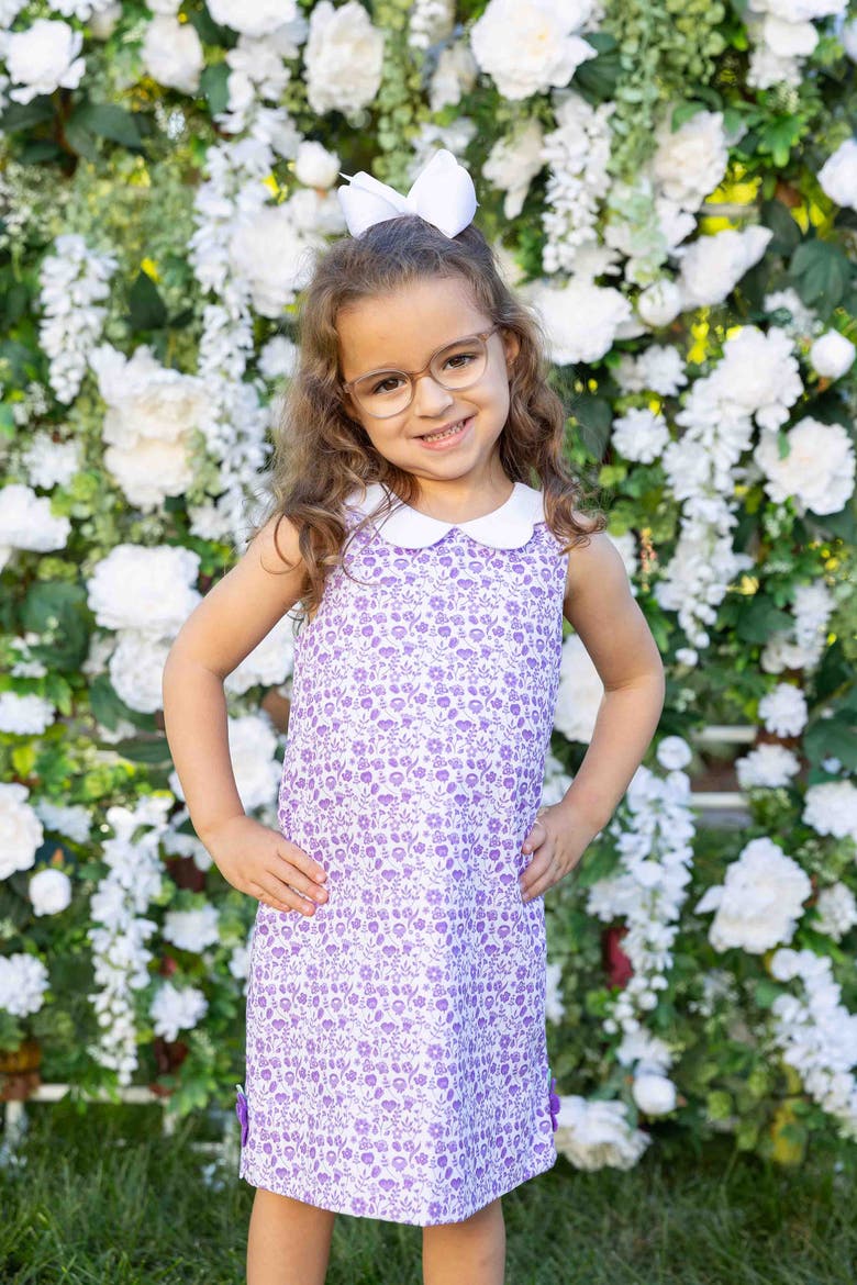 Printed Pique Dress with Flowers, Alternate, color, Lavender/White