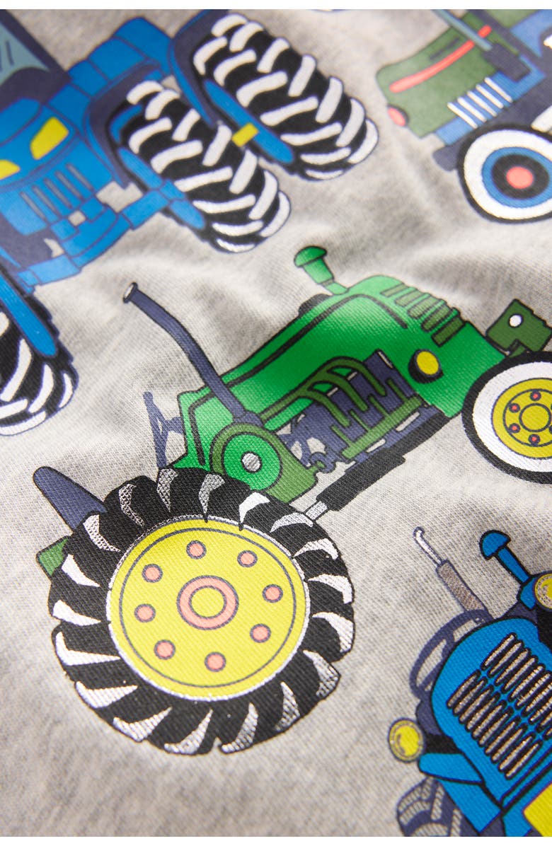 Mini Boden Kids' Tractor Long Sleeve Cotton Graphic T-Shirt, Alternate, color, Grey Marl Tractor