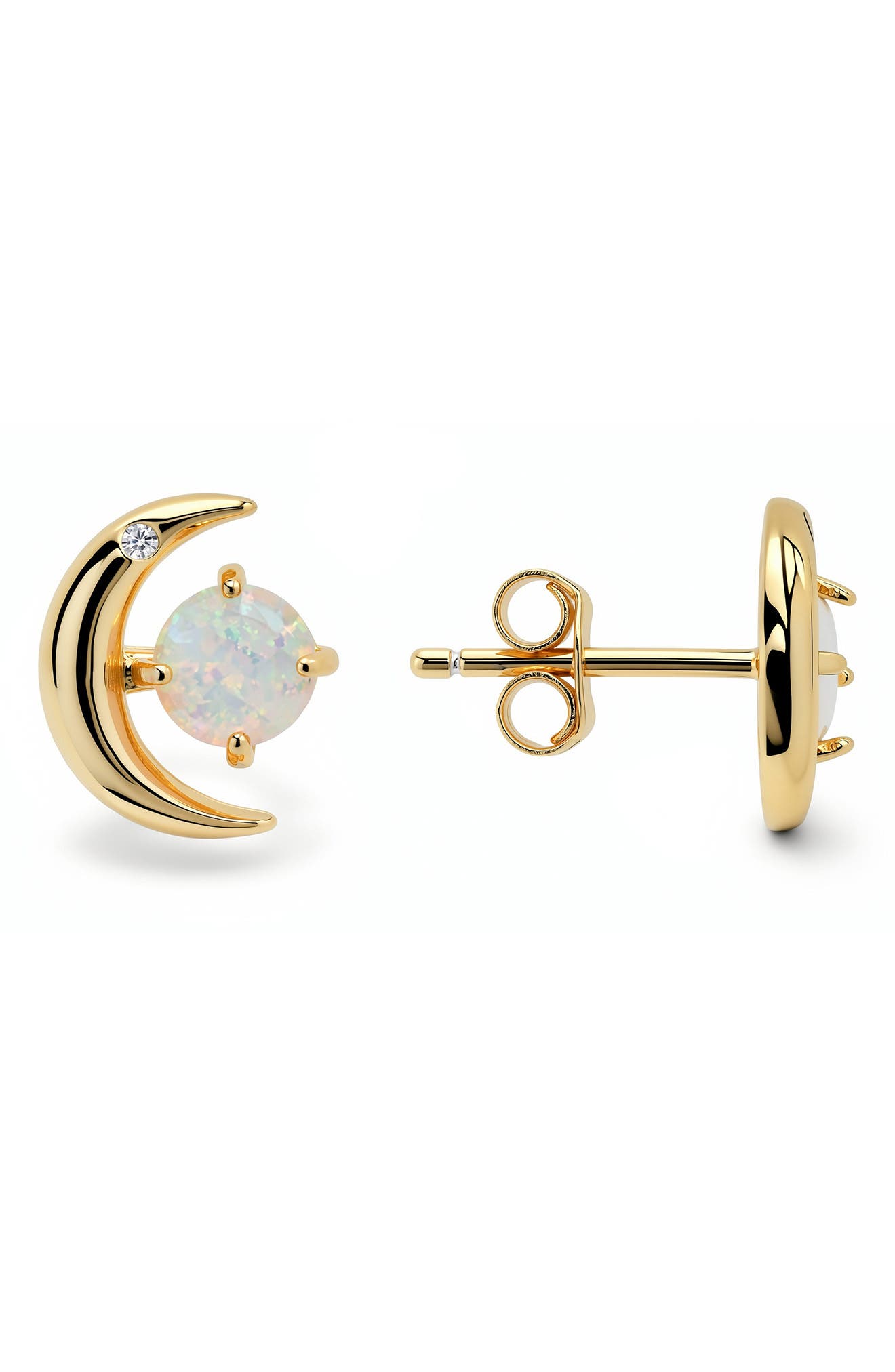 Lab-Created Opal Sun Moon Stud Earrings