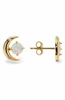 Lab-Created Opal Sun Moon Stud Earrings