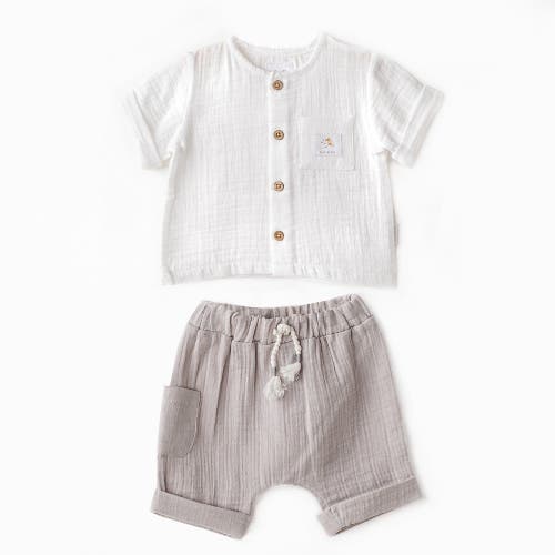 Shop Andy Wawa Shorts Button Outfit In Grey