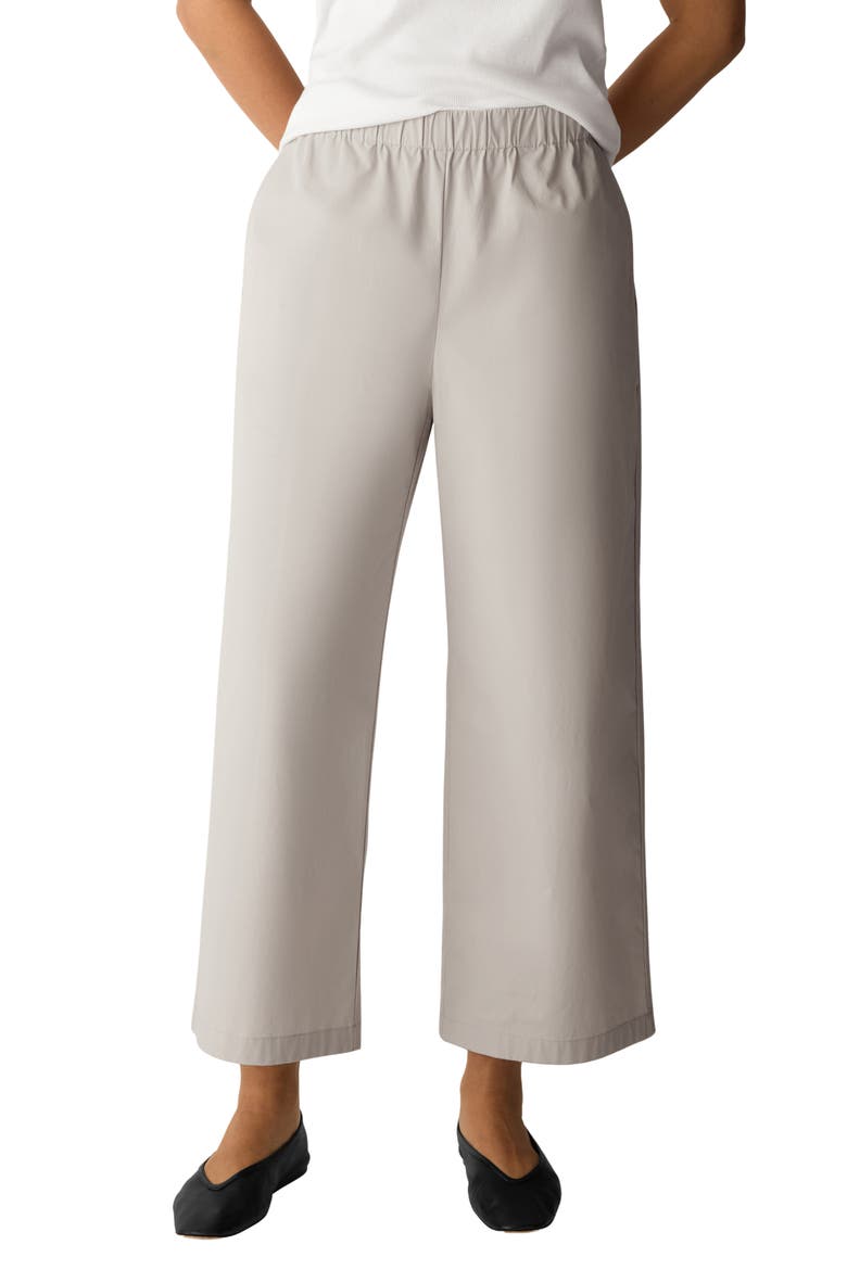 Wide Leg Stretch Organic Cotton Ankle Pants, Main, color, CHALK
