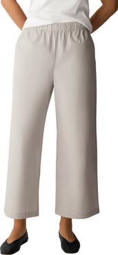 Eileen Fisher Wide Leg Stretch Organic Cotton Ankle Pants