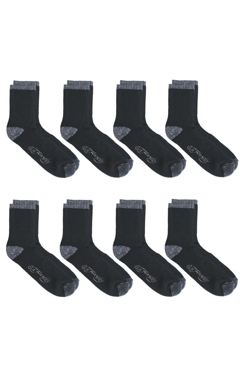 Ed Hardy Basic Half Cushion Mid Crew Sock 8-Pack, Alternate, color, Black