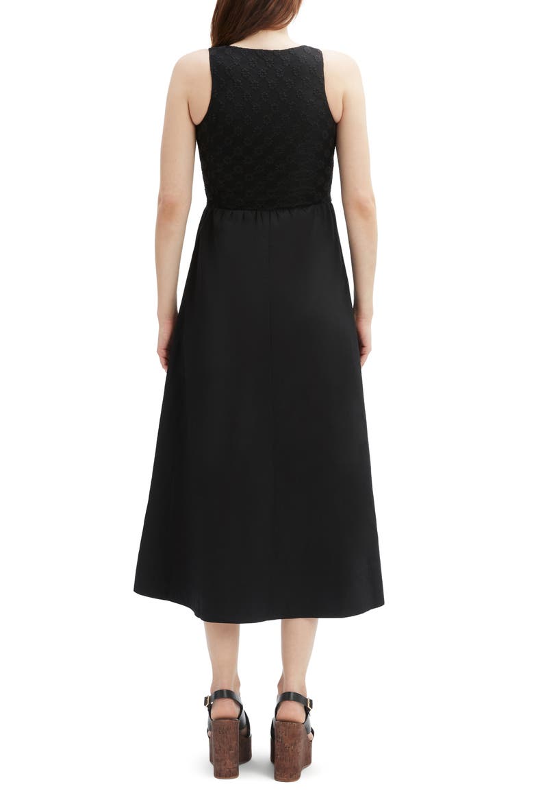 Bryony Lace & Poplin Midi Dress, Alternate, color, BLACK