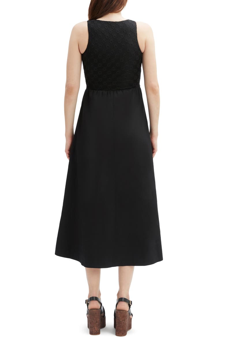 Bardot Bryony Lace & Poplin Midi Dress, Alternate, color, Black