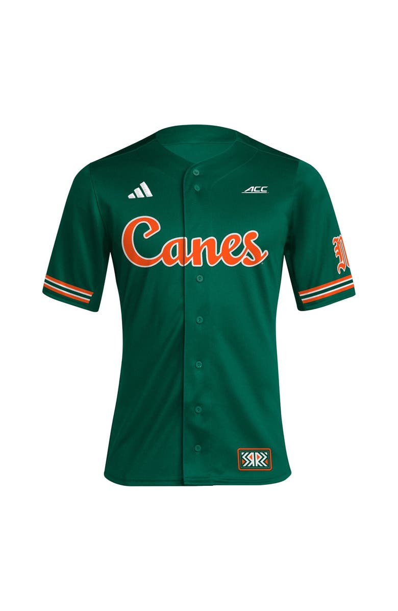 adidas Men's adidas Green Miami Hurricanes Reverse Retro Replica Baseball Jersey, Alternate, color, Green
