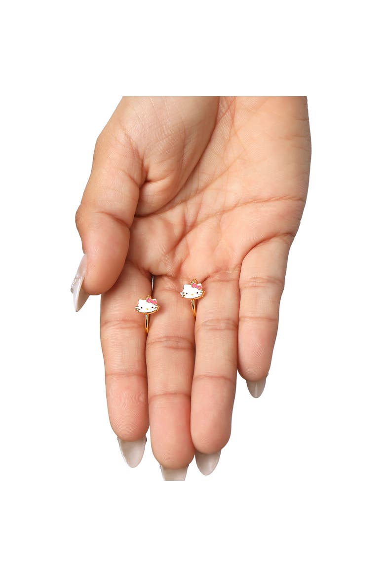 Sterling Silver Enamel Hoop Earrings, Alternate, color, Gold, whitr