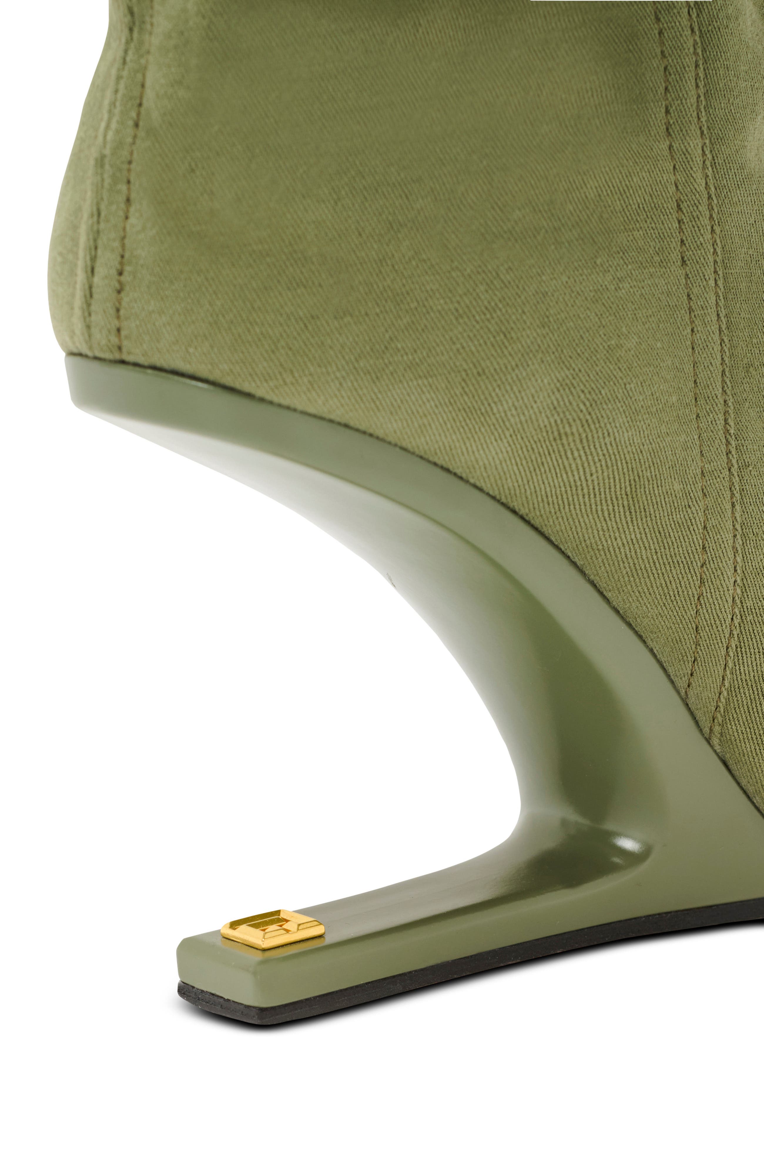 Balmain "No Wedge" cotton-linen ankle boots, Alternate, color, Green