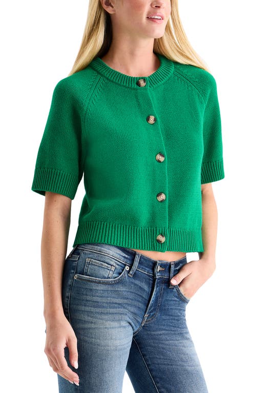 Lucky Brand Short Sleeve Crop Cardigan In Green
