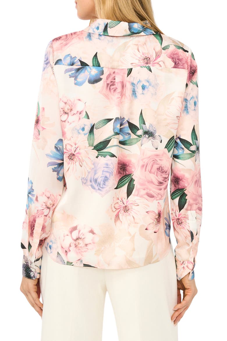 Casery Floral Georgette Button-Up Shirt, Alternate, color, VANILLA ICE