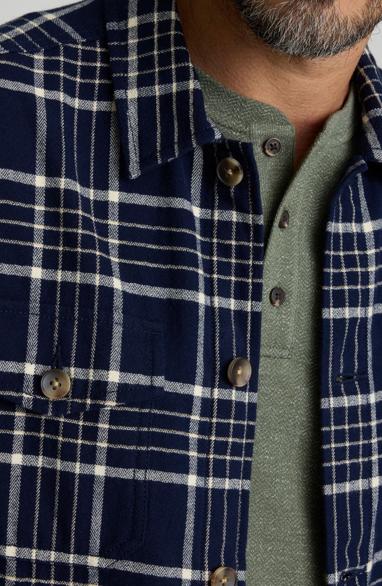 UNTUCKit Whitacker Regular Fit Plaid Cotton Button-Up Overshirt, Alternate, color, Navy White