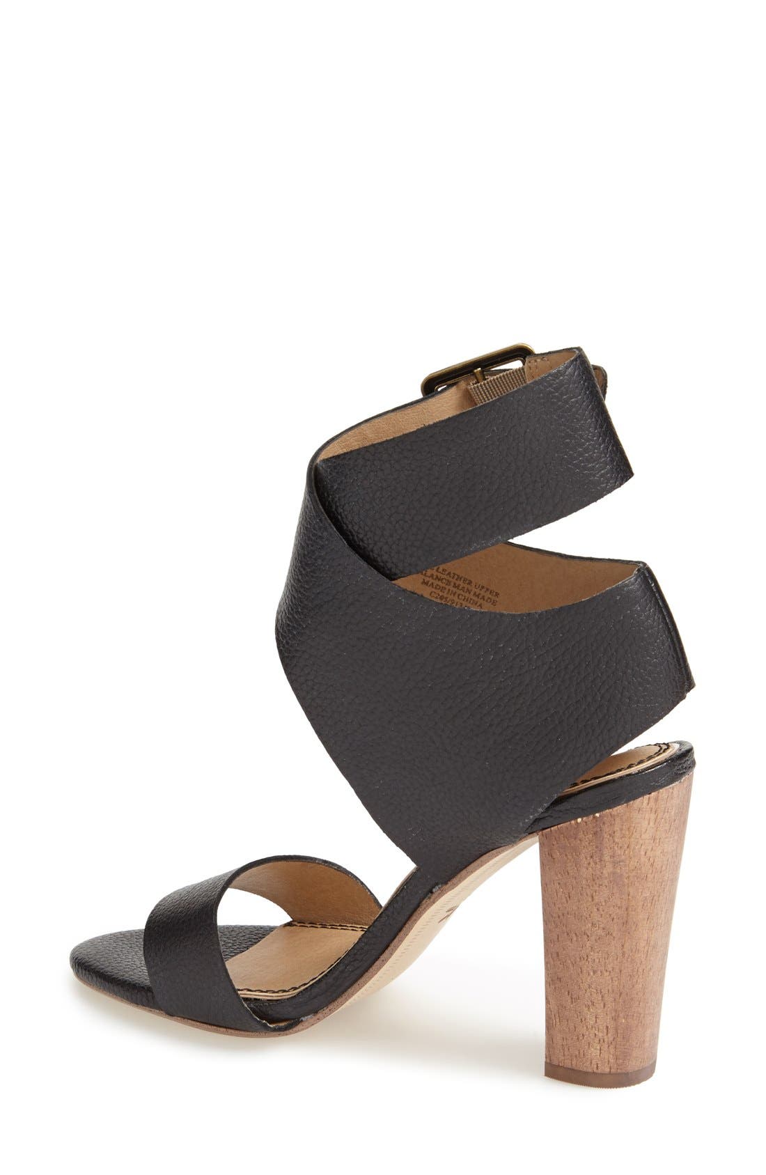 'Jayla' Ankle Cuff Sandal, Alternate, color, BLACK LEATHER