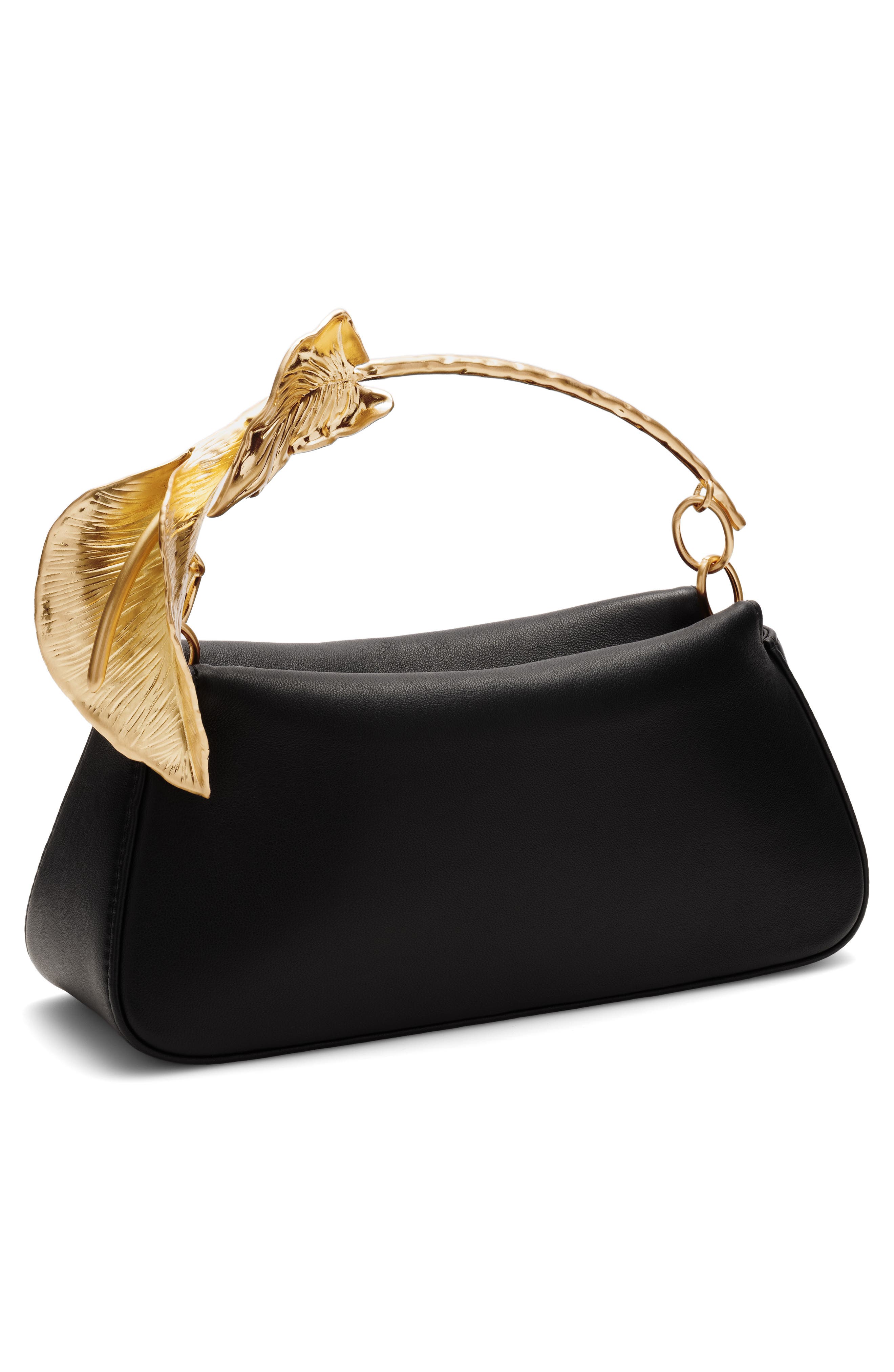 Calla Top Handle Satin Clutch, Alternate, color, BLACK