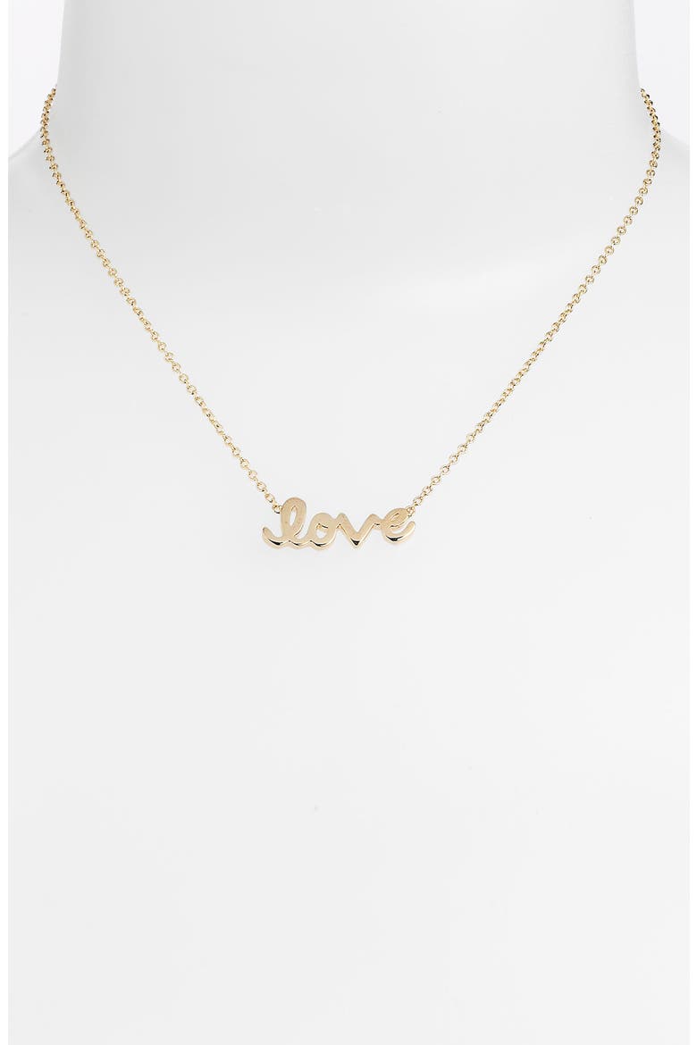 'Messages - Love' Script Pendant Necklace (Nordstrom Exclusive), Main, color, LOVE- GOLD