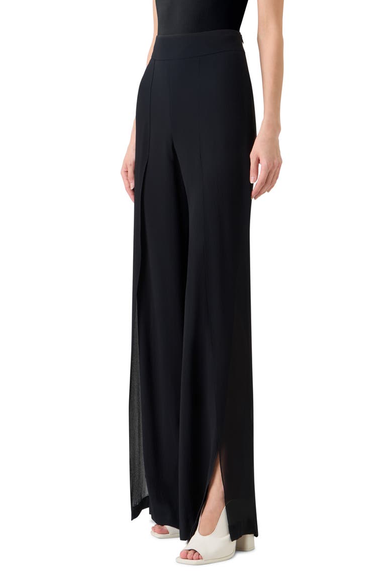 Fellia Silk Georgette Wide Leg Pants, Alternate, color, BLACK