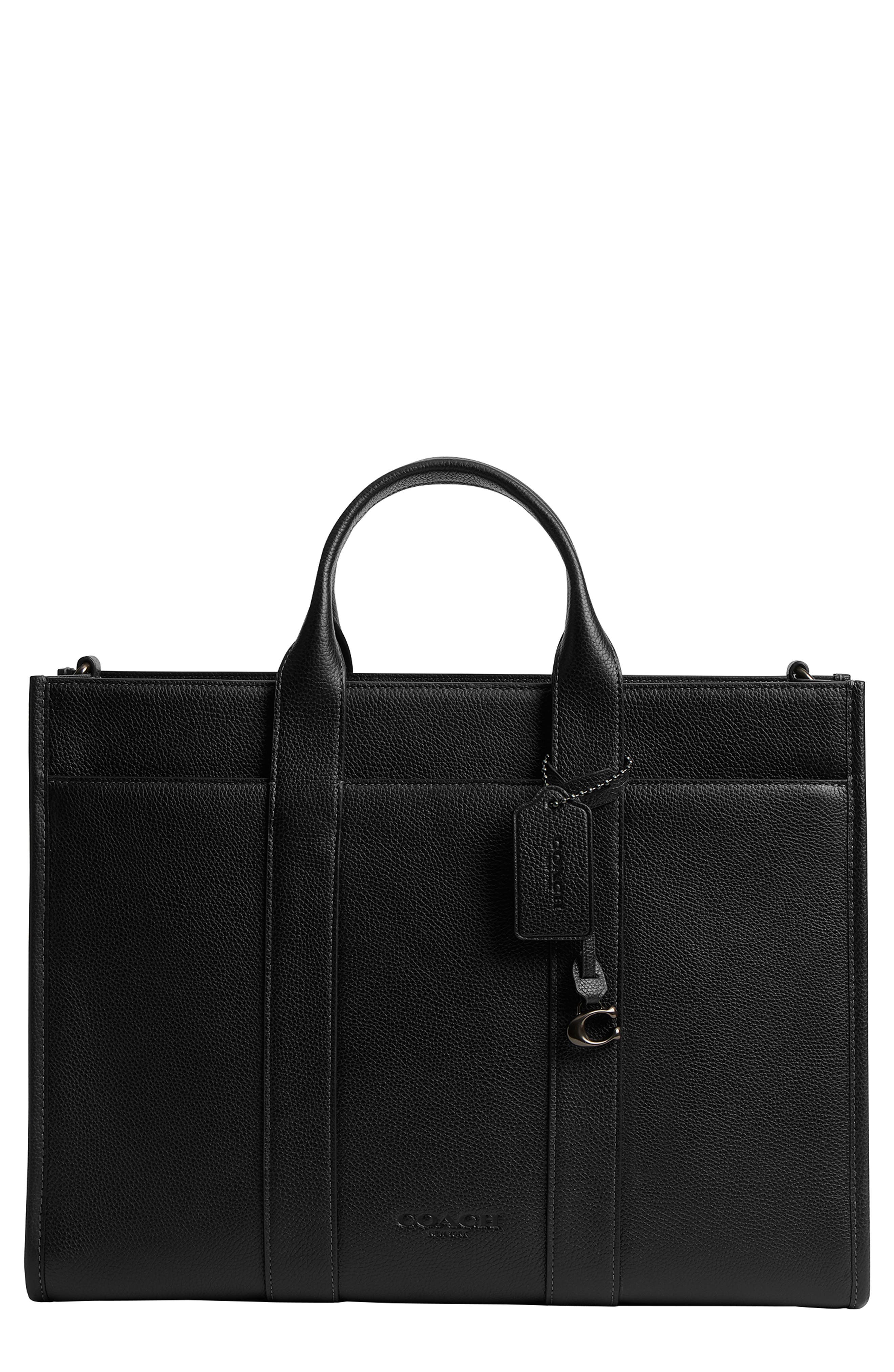 COACH Wesley Polished Pebble Leather Tote, Main, color, 