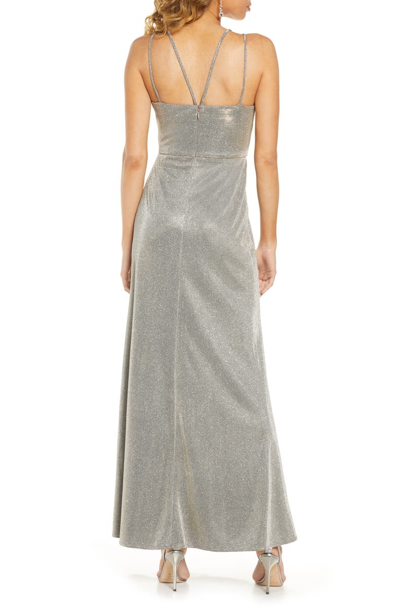 Morgan & Co. Shimmer Wrap Front Gown, Alternate, color, 