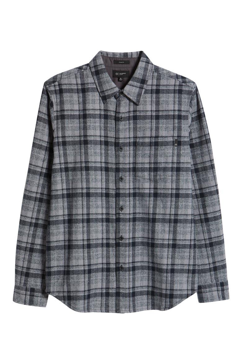 Aiden Plaid Cotton Button-Up Shirt, Alternate, color, TARTAN PLAID DARK GREY MULTI