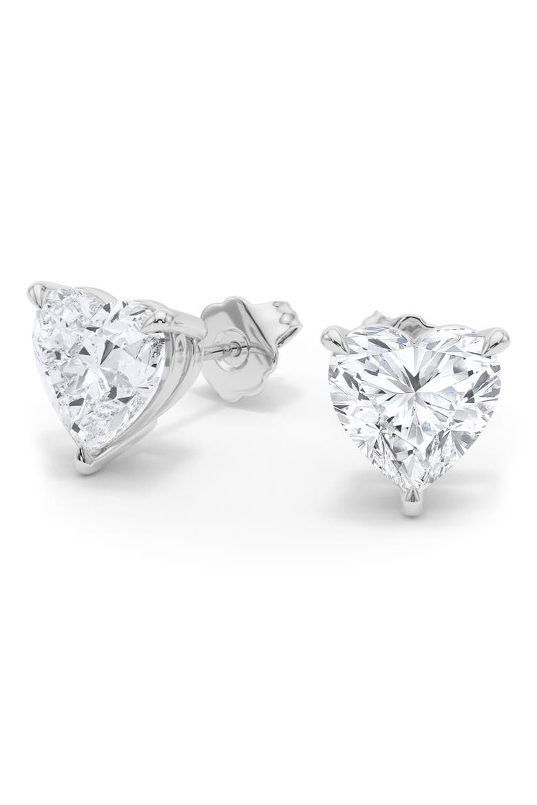Lab Grown Diamond Heart Stud Earrings, Alternate, color, 18K WHITE GOLD