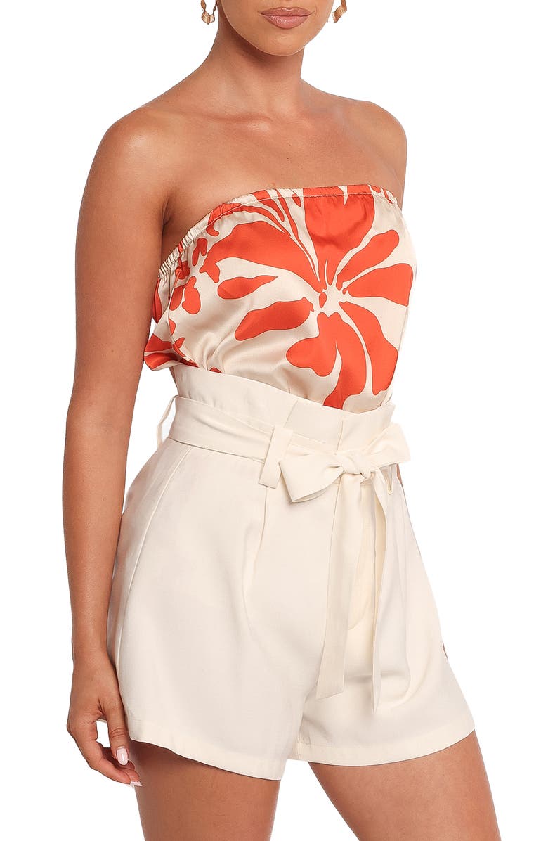 Petal & Pup Beca Floral Print Strapless Top, Alternate, color, Red Floral