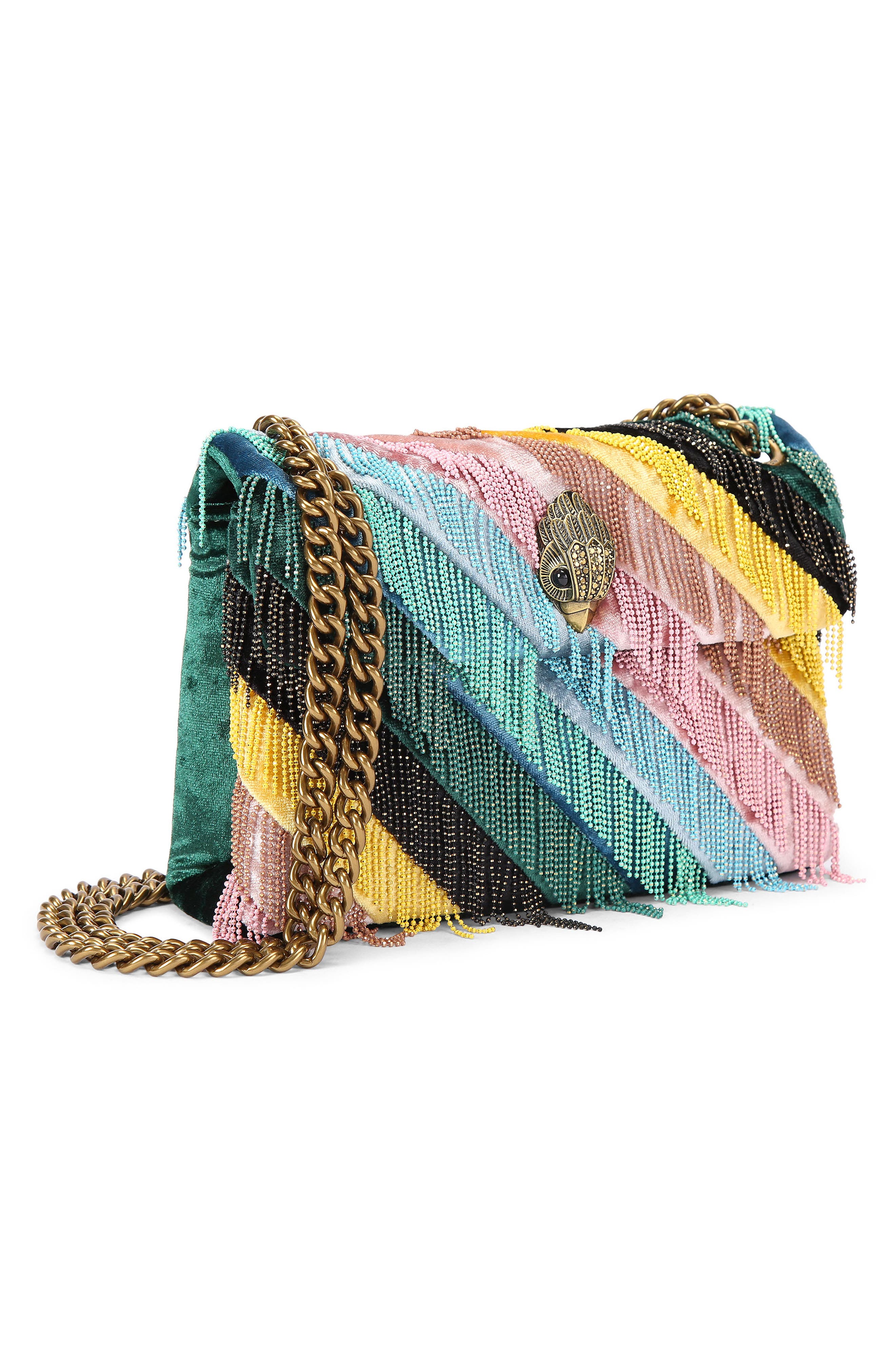 Kurt Geiger London Mini Kensington Fringe Convertible Crossbody Bag, Alternate, color, Green Multi