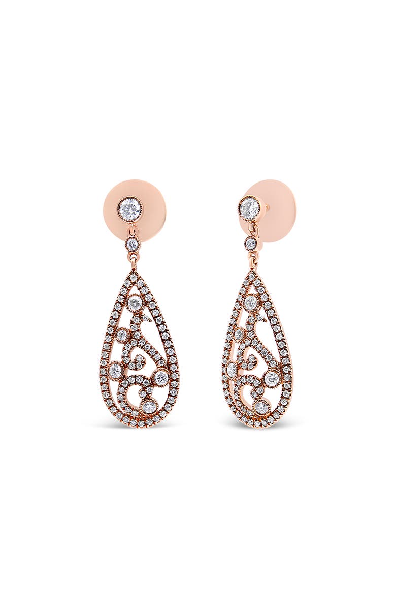 Haus of Brilliance 18K Rose Gold 1 1/4 Cttw Diamond Teardrop Shaped Drop Earring, Alternate, color, Pink
