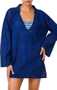 Solid & Striped The Alba Embroidered Eyelet Long Sleeve Cotton Cover-Up Tunic