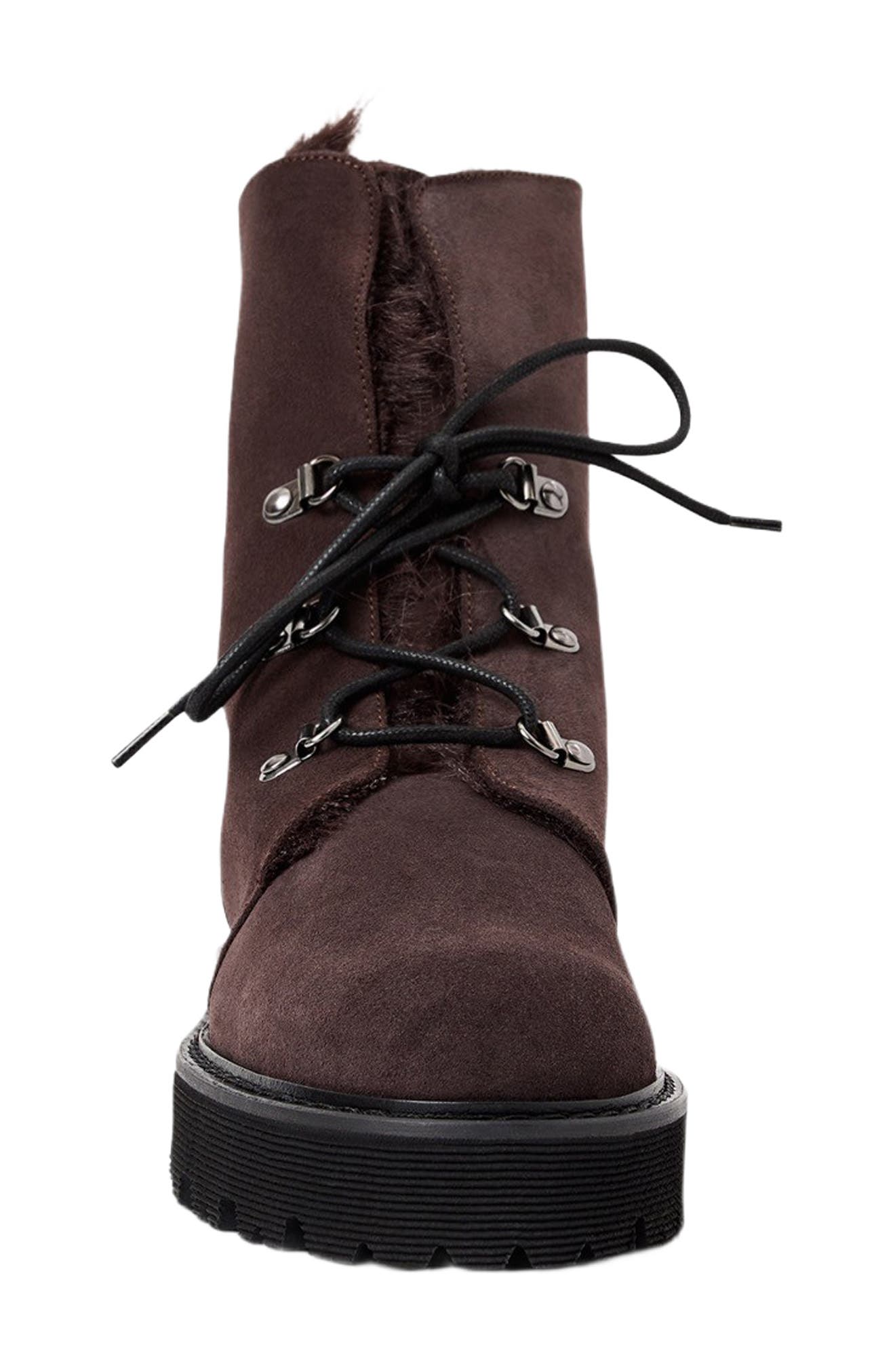 Eva Faux Shearling Cuff Weatherproof Hiker Boot, Alternate, color, ANTHRACITE SUEDE